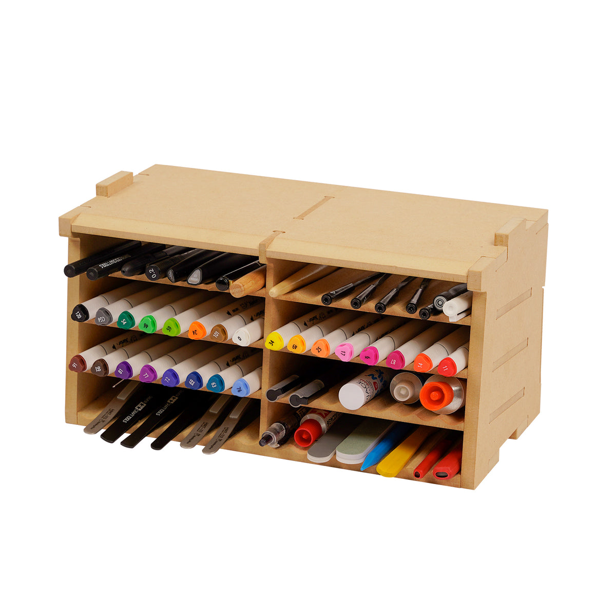 Bucasso GK1 Model Paint Rack, Model Tool Storage Rack, Wooden Paint Organizer, Brush/Tool Holder, Suitable for Tamiya GSI AV Paints and Model Tools