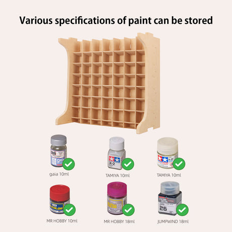 Bucasso Paint Rack Organizer with 49 Holes Suitable for 10ml TAMIYA/10ml MR HOBBY/18ml MR HOBBY, Model Tool Storage with MDF Material, Paint Rack for Miniature Paint Set - Craft Paint Holder Rack GK13