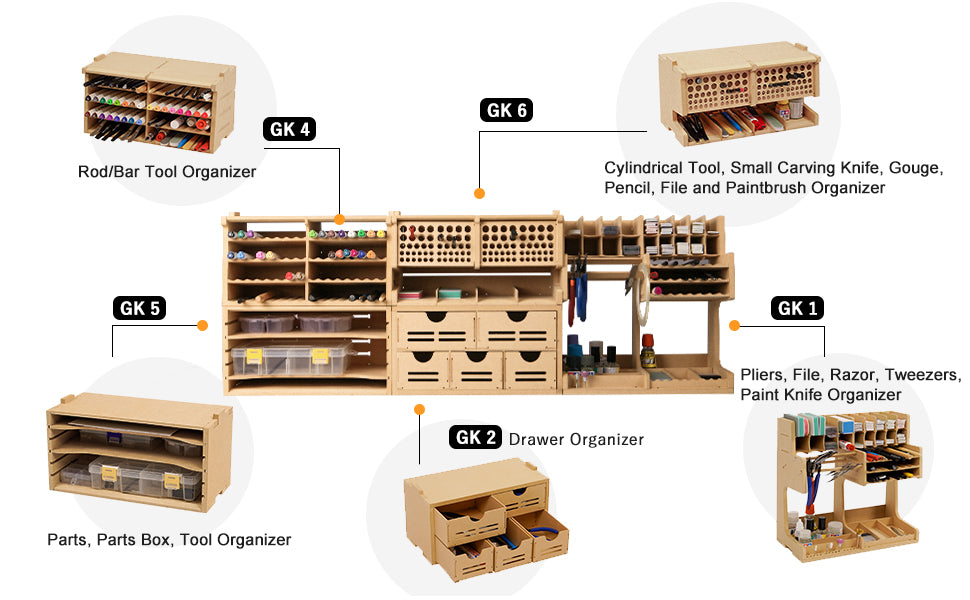 Plastic Model Tool Organizer, Organize Plastic Model Building Tools Pliers/Tweezers/Brushes/Screwdrivers Stick Tools, MDF Material Model Workbench, Suitable for Tamiya/Gundam Tools GK Pro