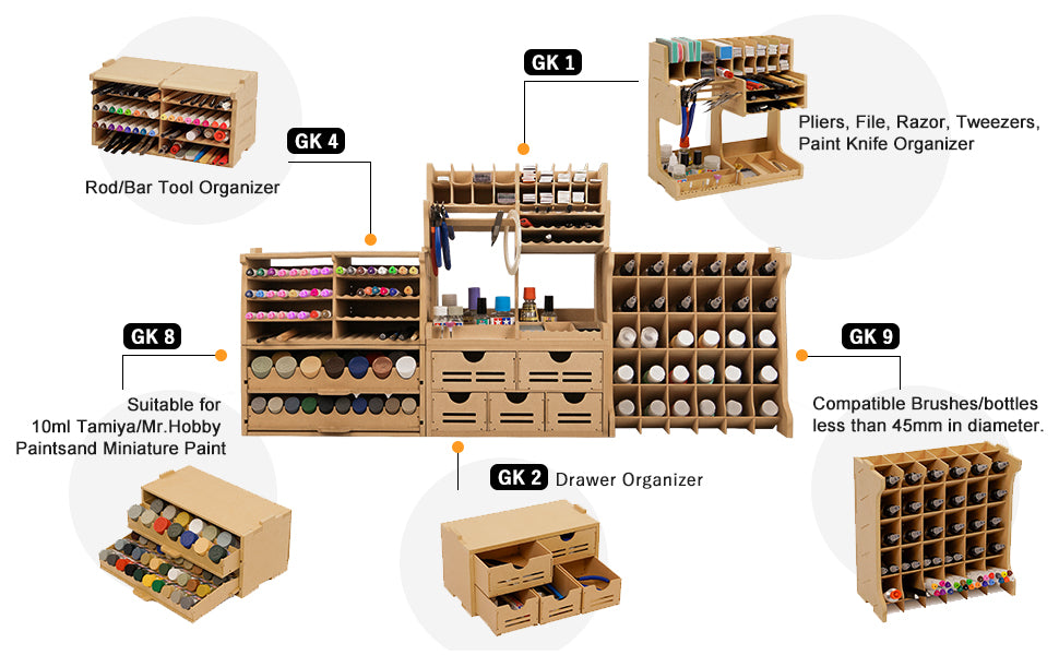 Plastic Model Paint Rack Tool Storage Paint Storage Model Tool Storage Model Tool Storage Rack MDF Material Paint Rack Plastic Model Tool Storage Large Capacity Workbench GK RS